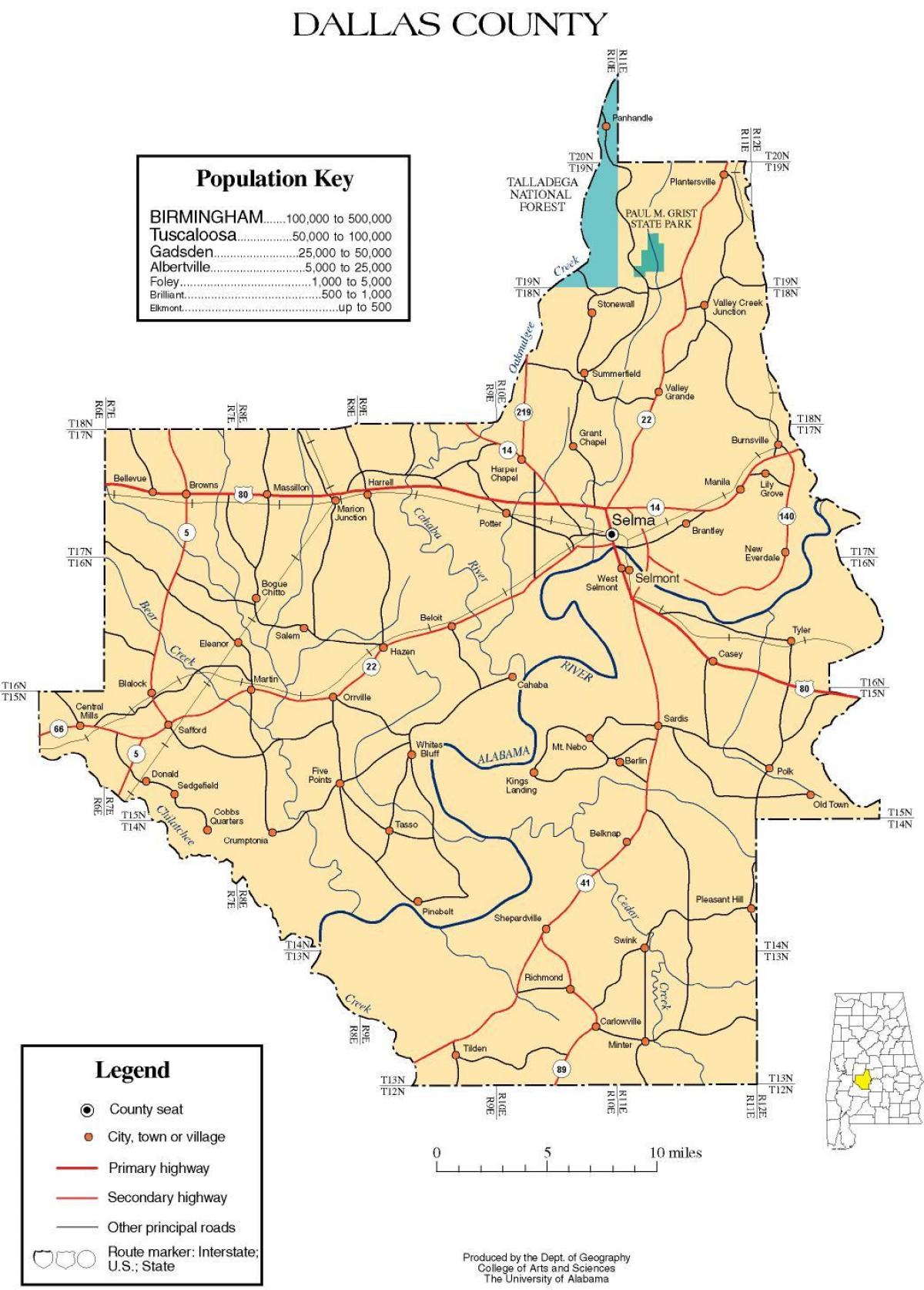 kaart van Dallas county