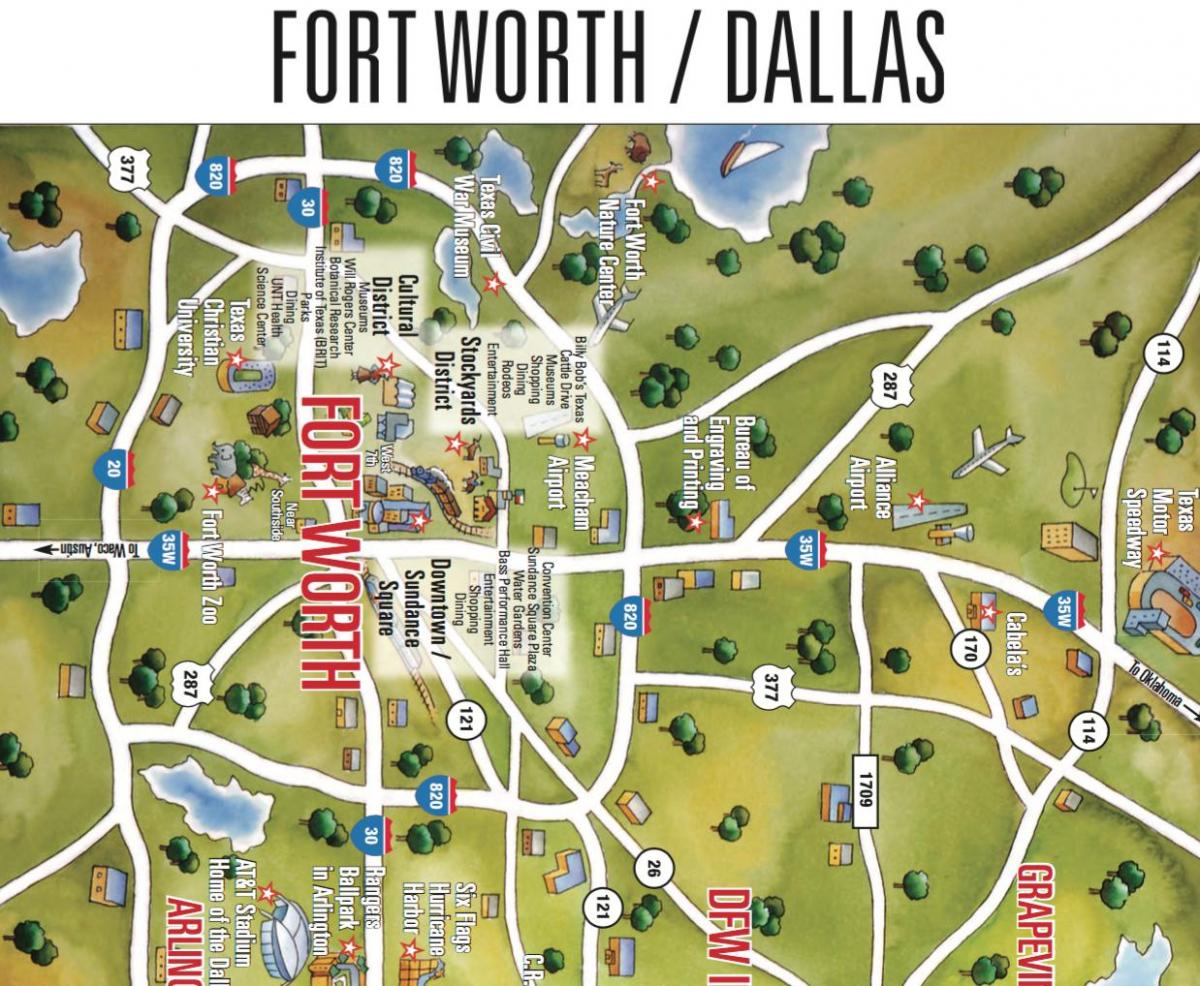 kaart van die Dallas Fort Worth gebied