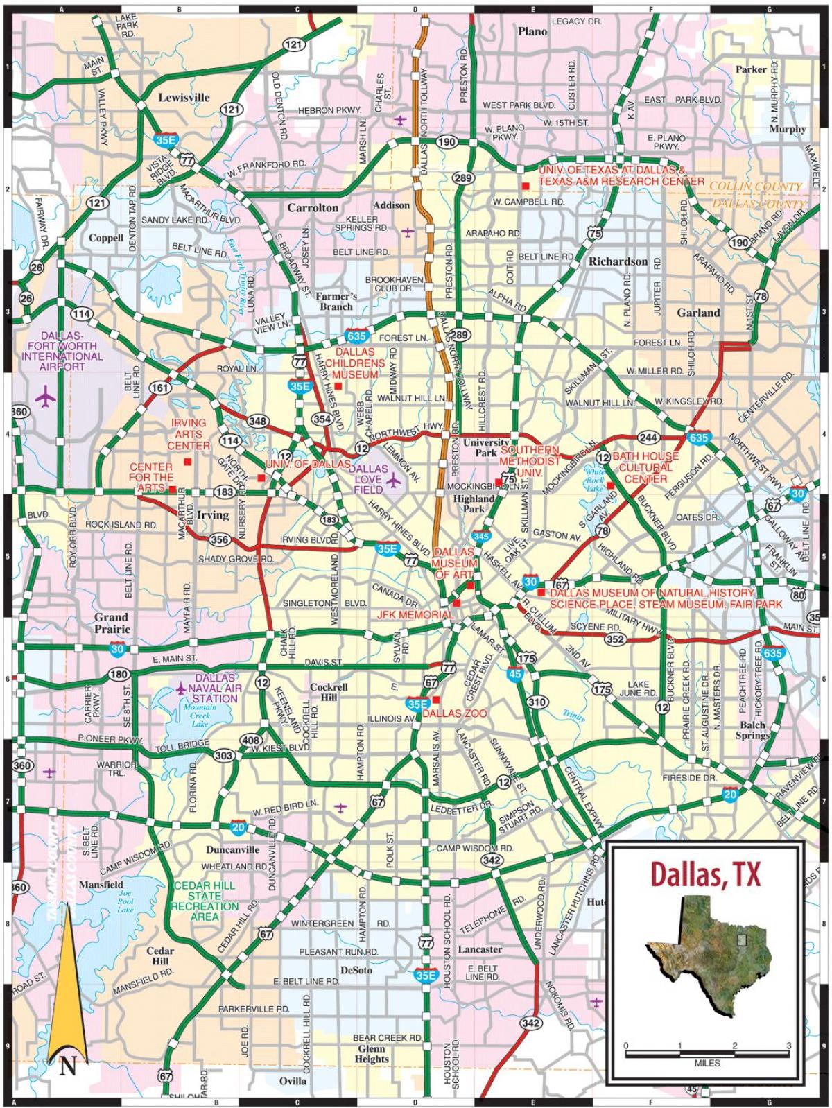 stad van Dallas kaart
