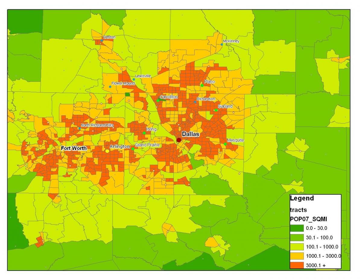 kaart van Dallas metroplex