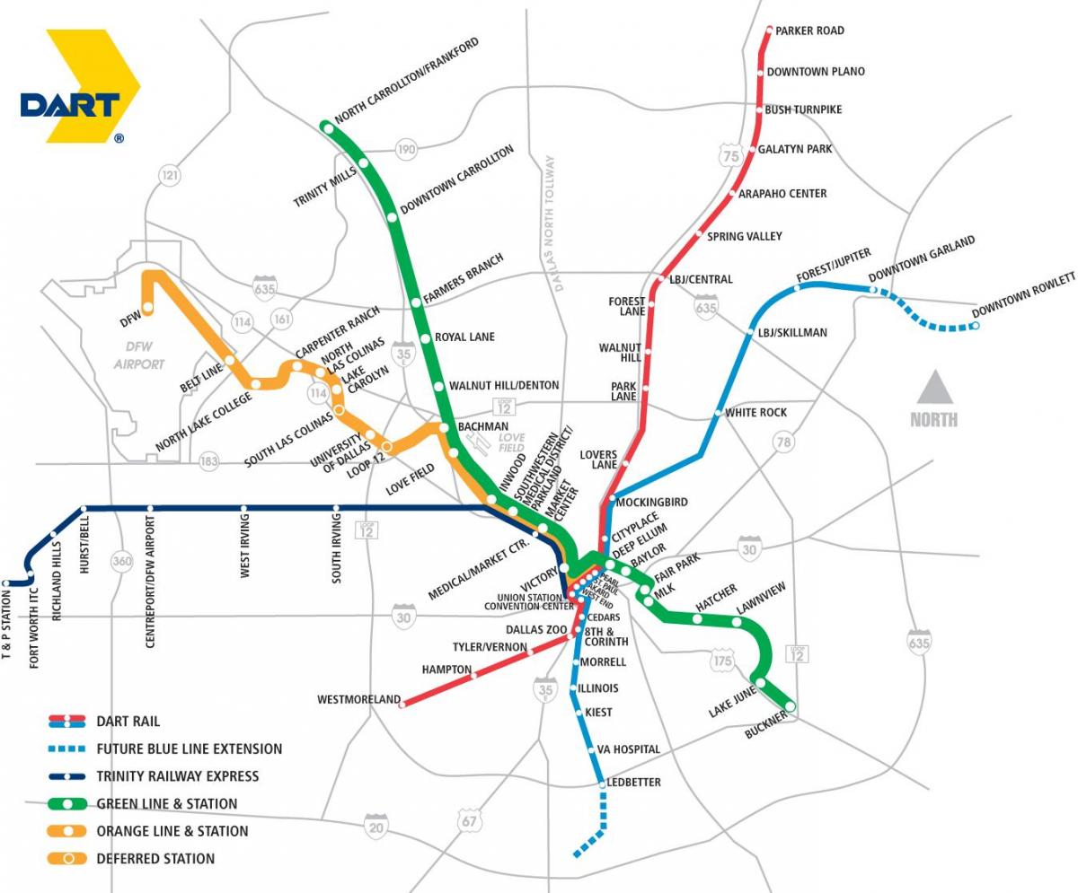 Dallas area rapid transit kaart