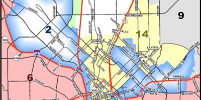 Dallas stadsraad distrik kaart