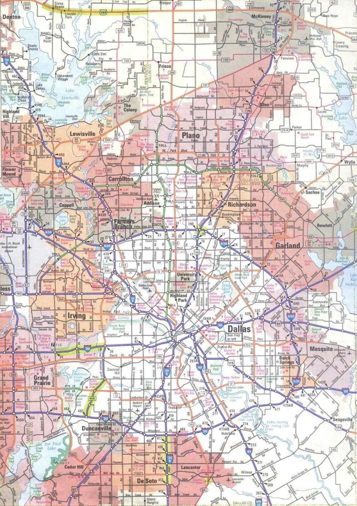 kaart van Dallas Texas area